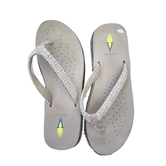 Volatile Women's Gray Palau Platform Flip Flop Sandals Size 10 - Picture 1 of 7